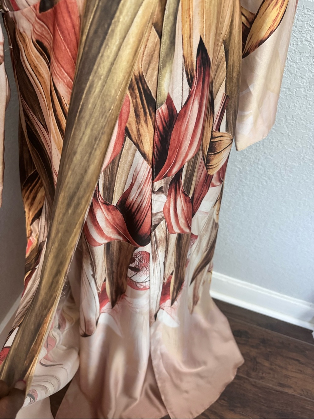 Mango Floral V-Neck Maxi Dress in Blush, Brown and Gold - Picture 6 of 12